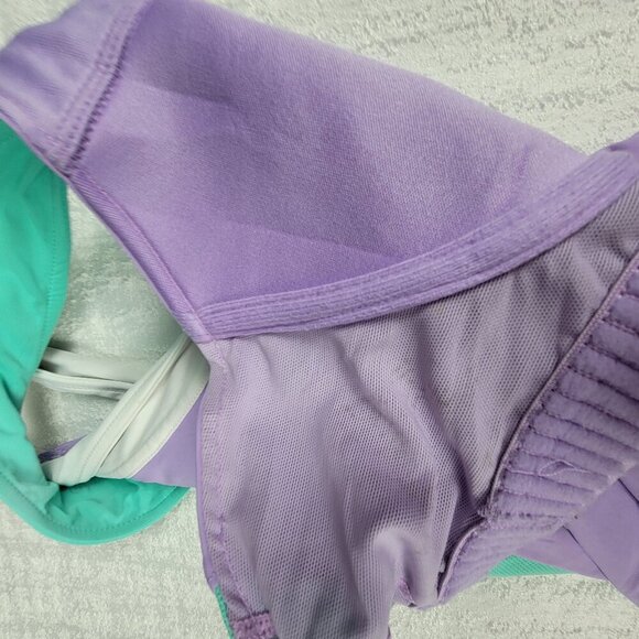 Women Nike Dri Fit Tank Top Size S Purple/Green Colorblock Padded Cross Back - Picture 9 of 13